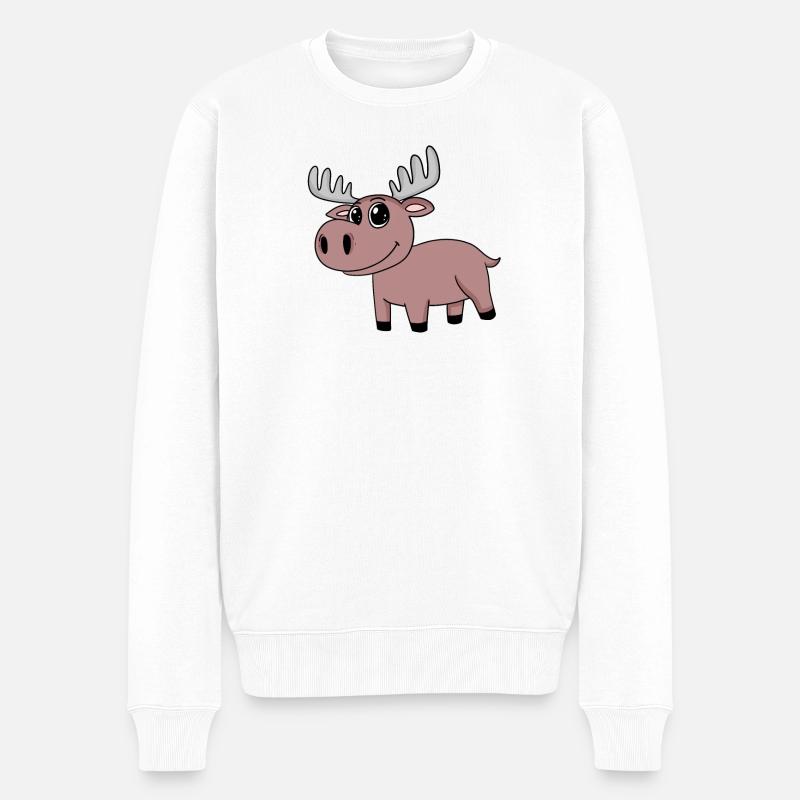 Reh - Männer Premium Bio Pullover - Weiß