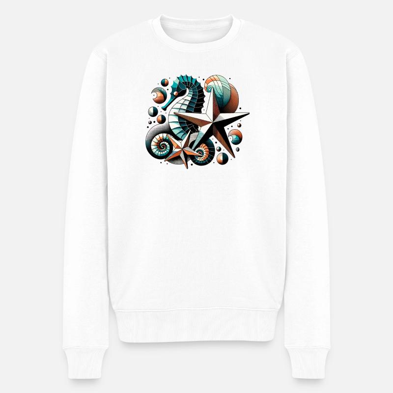 Stilvolle Meerestiere - Männer Premium Bio Pullover - Weiß