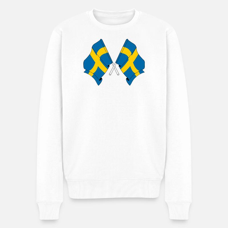 Deux drapeaux Suède - Pull Premium bio Homme - blanc