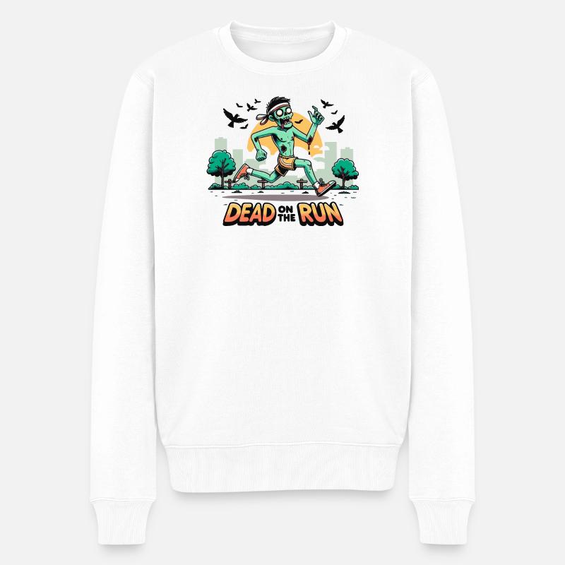 Tot auf der Flucht: Zombie-Läufer - Männer Premium Bio Pullover - Weiß
