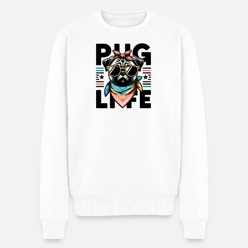 Pug Life Hund - Männer Premium Bio Pullover - Weiß