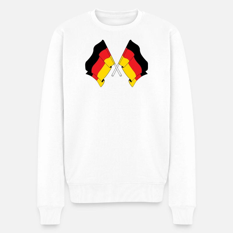 Zwei Flaggen Deutschland - Männer Premium Bio Pullover - Weiß