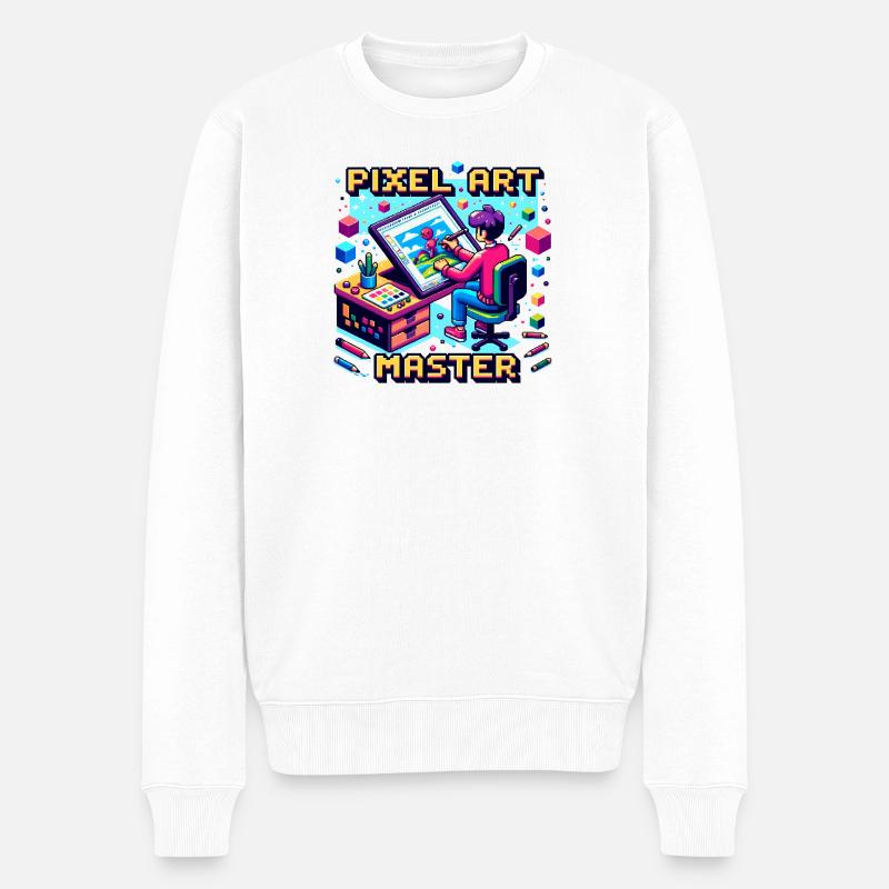 Maître du pixel art - Pull Premium bio Homme - blanc
