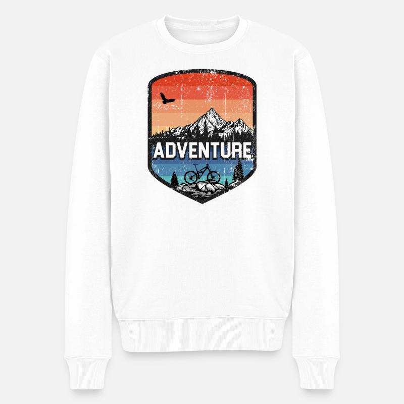 Coucher de soleil du Adventure Summit MTB - Pull Premium bio Homme - blanc