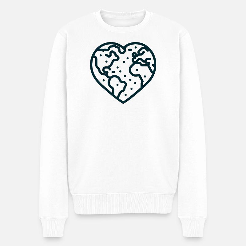 Herzförmige Erde - Männer Premium Bio Pullover - Weiß