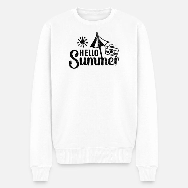 Hallo Sommerferien - Männer Premium Bio Pullover - Weiß