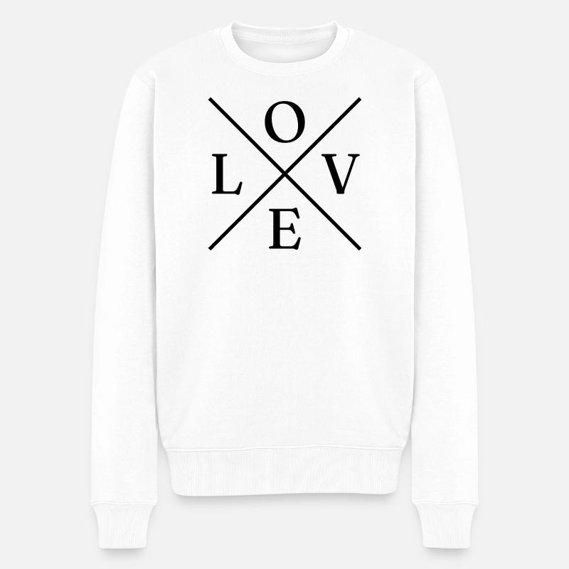 Love - Männer Premium Bio Pullover - Weiß