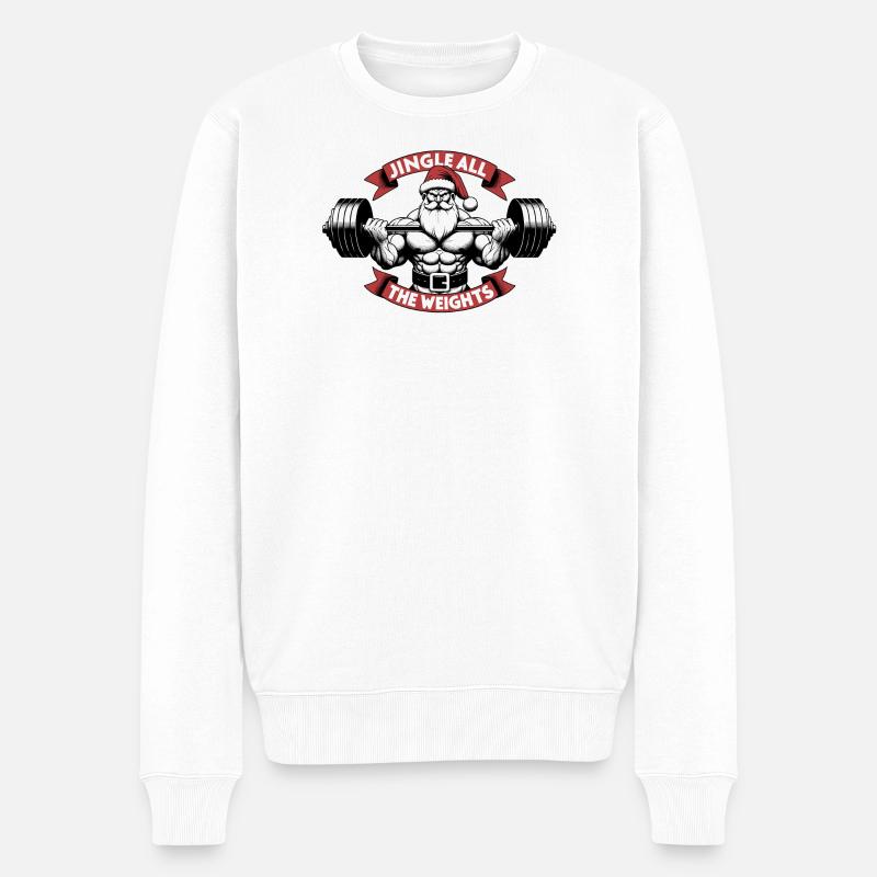 Weihnachtsgeschenk - Jingle All The Weights - Männer Premium Bio Pullover - Weiß