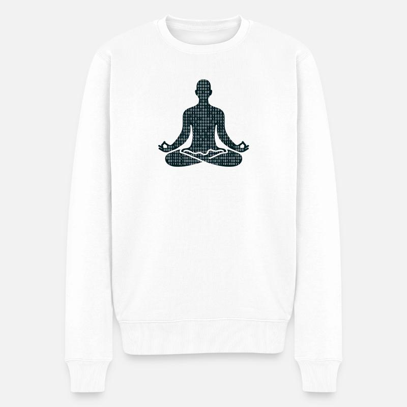 Meditative Pose - Männer Premium Bio Pullover - Weiß