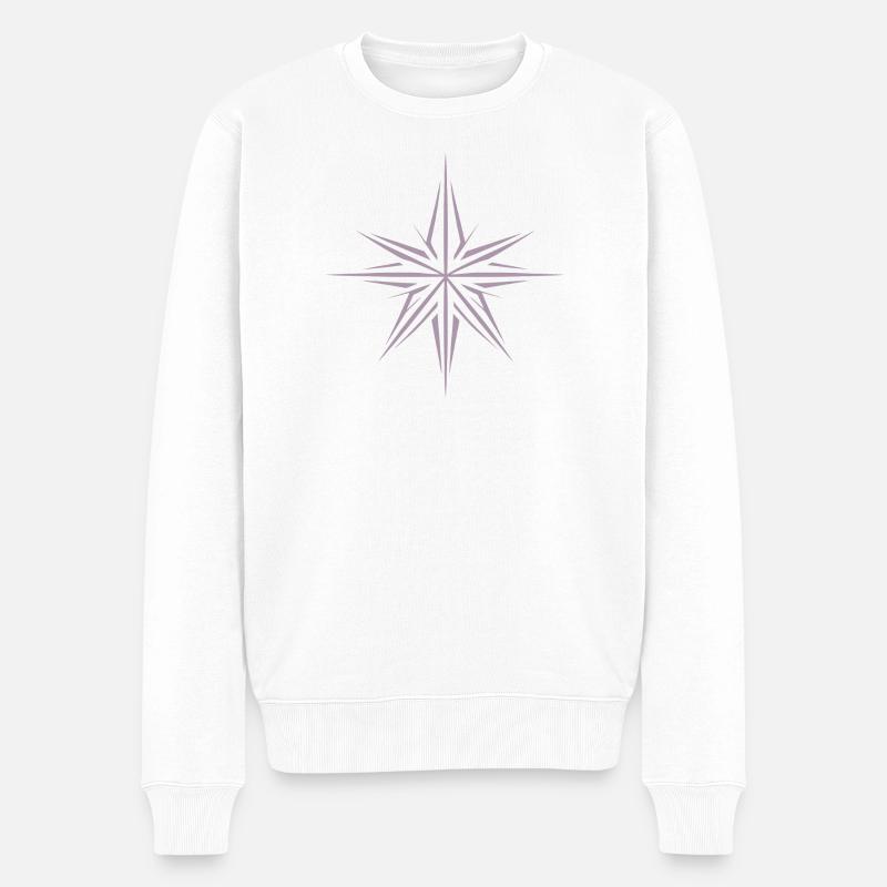 Minimalistischer Weihnachtsstern: Festliche - Männer Premium Bio Pullover - Weiß