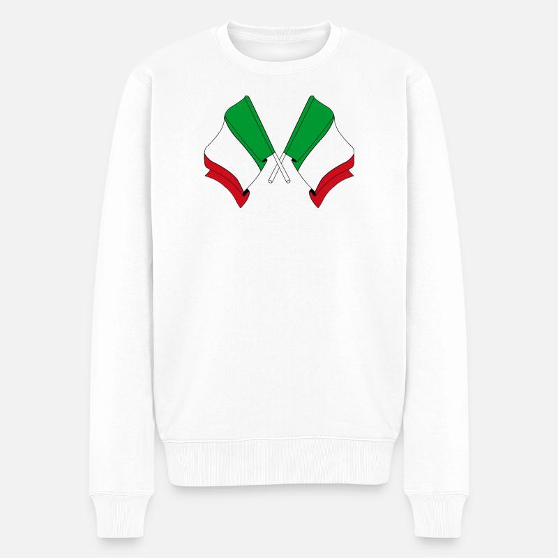 Drapeaux de l’Italie croisés - Pull Premium bio Homme - blanc