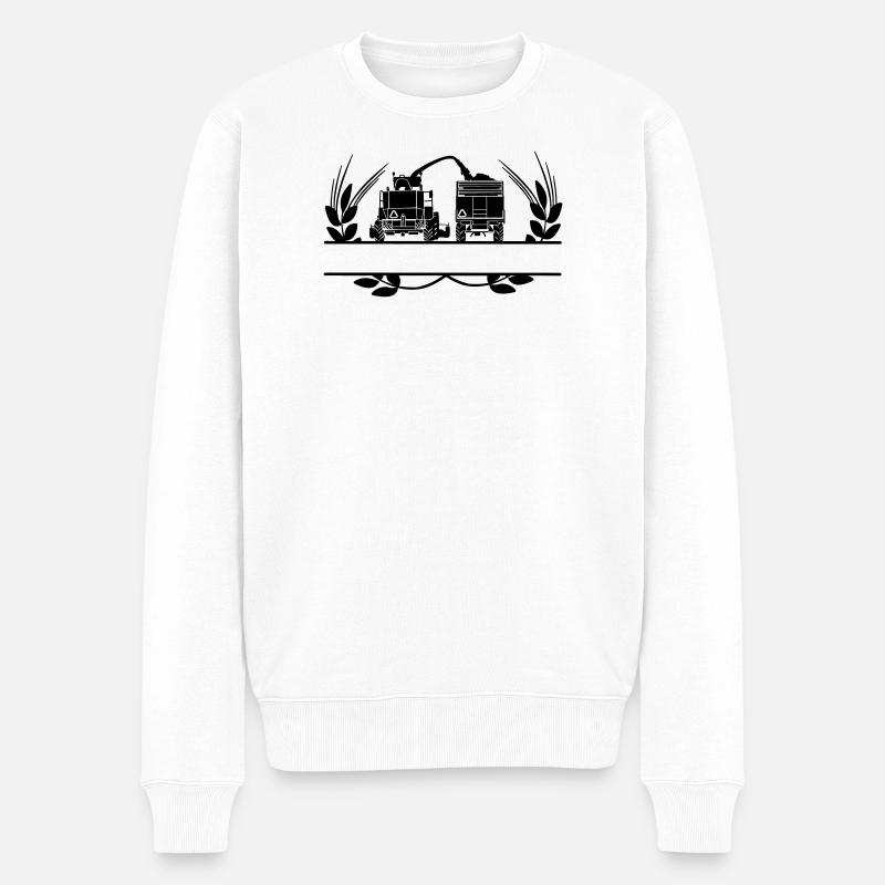 Grain logo Déchiqueteuse couronne de laurier - Pull Premium bio Homme - blanc