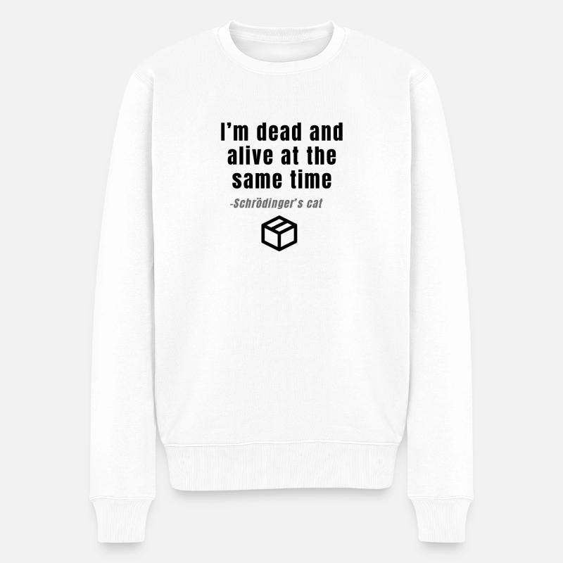 Chemise à imprimé chat de Schrödinger - Pull Premium bio Homme - blanc