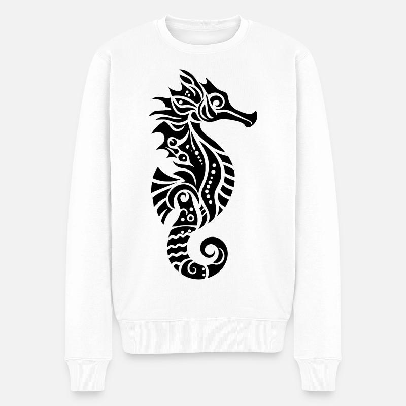 Stammes-Seepferdchen - Männer Premium Bio Pullover - Weiß