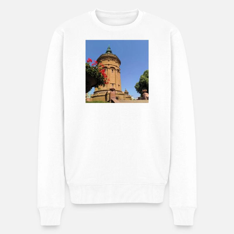 WASSERTURM MANNHEIM - Männer Premium Bio Pullover - Weiß