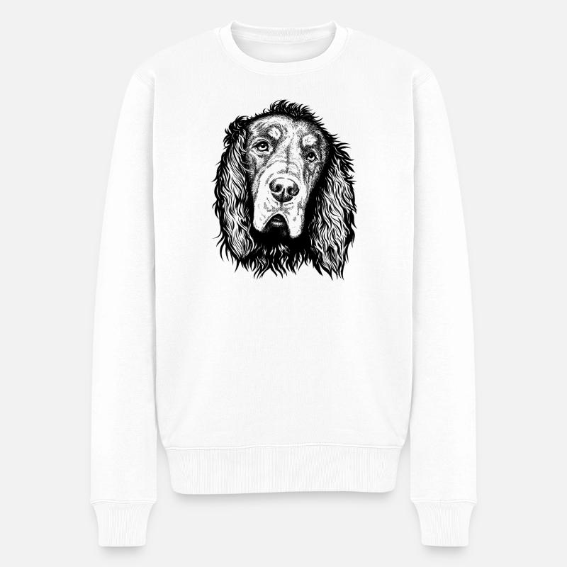 Gordon Setter Portrait Blue - Männer Premium Bio Pullover - Weiß