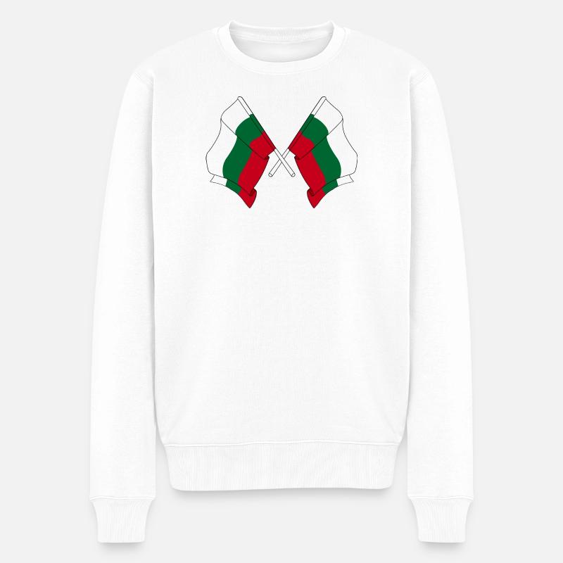 Zwei Flaggen Bulgarien - Männer Premium Bio Pullover - Weiß