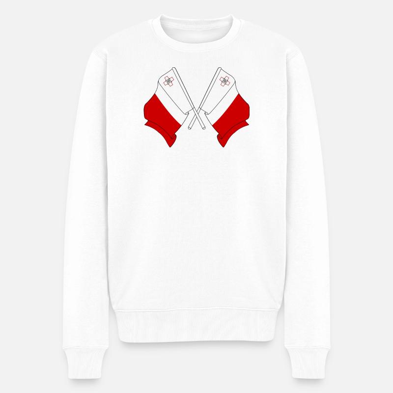 Deux drapeaux Malte - Pull Premium bio Homme - blanc