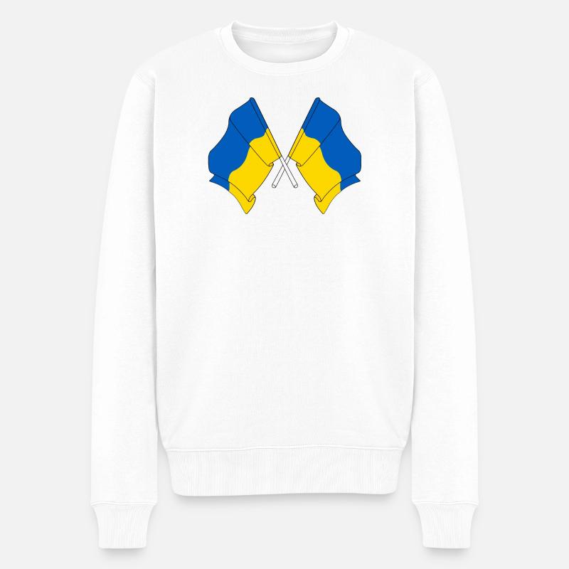 Deux drapeaux Ukraine - Pull Premium bio Homme - blanc