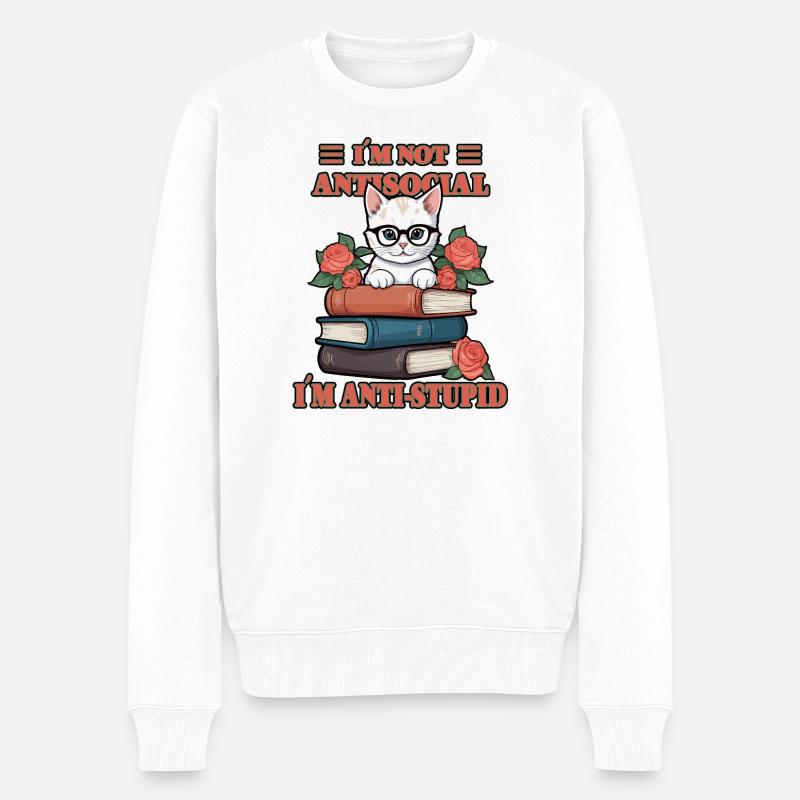 Chat malin - Pull Premium bio Homme - blanc