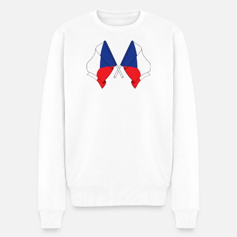 Deux drapeaux République tchèque - Pull Premium bio Homme - blanc