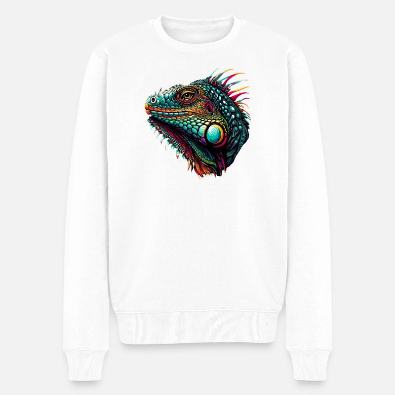 Leguan - Männer Premium Bio Pullover - Weiß
