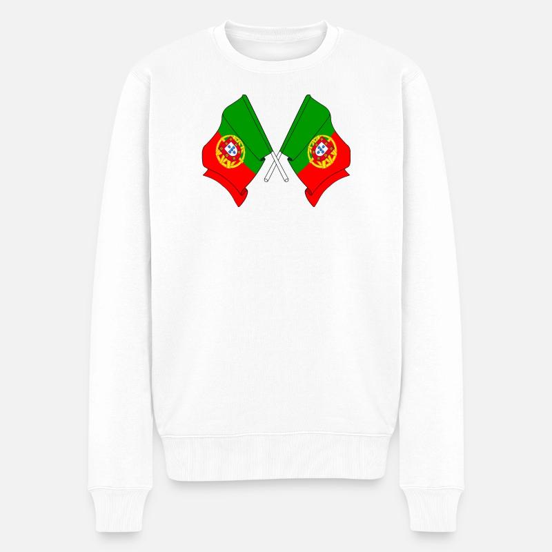 Zwei Flaggen Portugal - Männer Premium Bio Pullover - Weiß