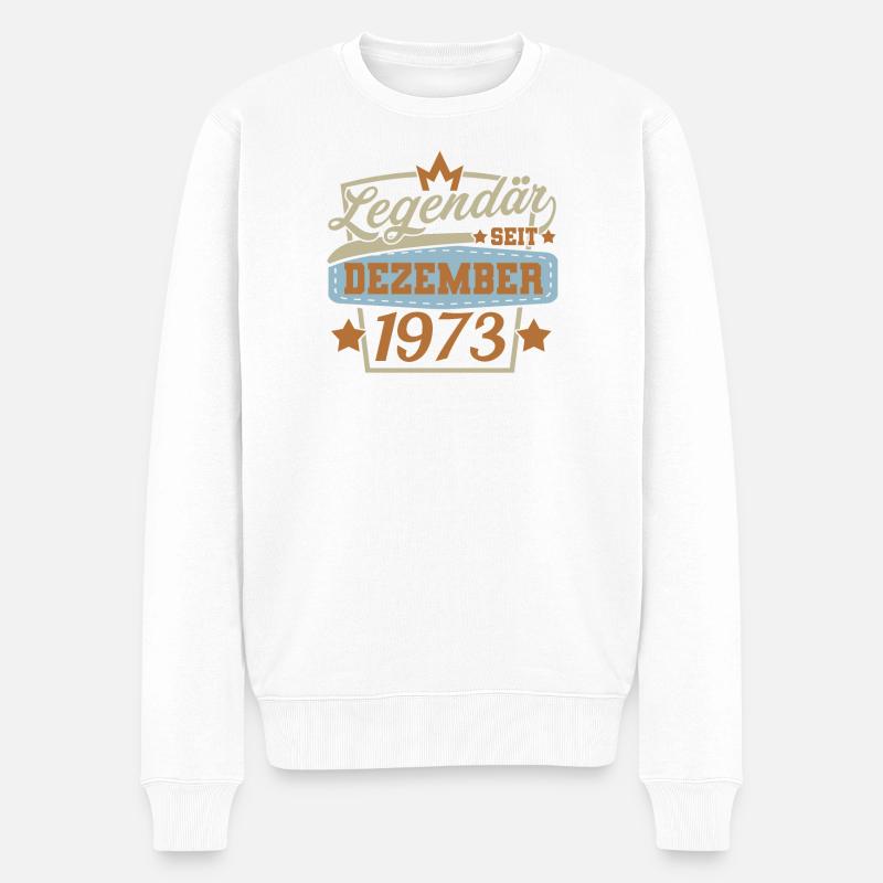Legendär seit Dezember 1973 Retro - Männer Premium Bio Pullover - Weiß