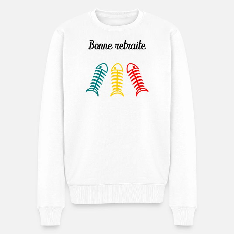 RETRAITE. BONNE RETRAITE. JOYEUSE RETRAITE - Pull Premium bio Homme - blanc