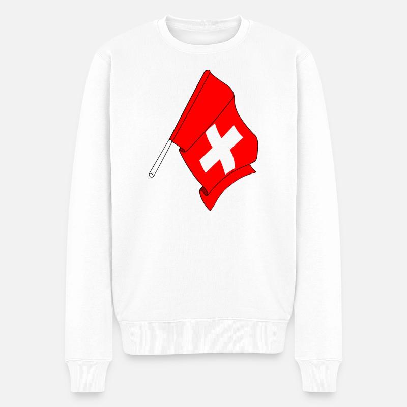 Flagge Schweiz - Männer Premium Bio Pullover - Weiß