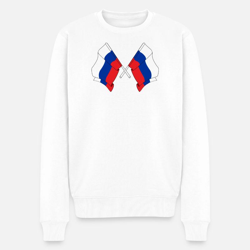Deux drapeaux Russie - Pull Premium bio Homme - blanc
