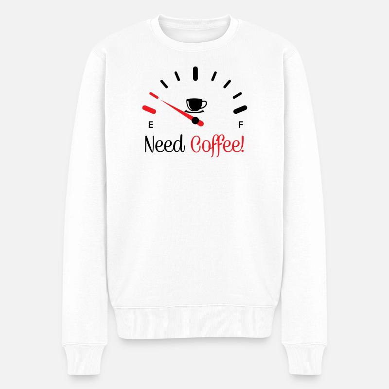 Brauche Kaffee 1 - Männer Premium Bio Pullover - Weiß