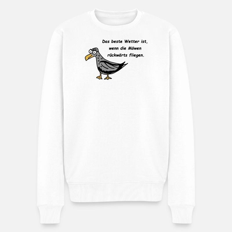 Möwe - Das beste Wetter ist, wenn die Möwen ... - Männer Premium Bio Pullover - Weiß