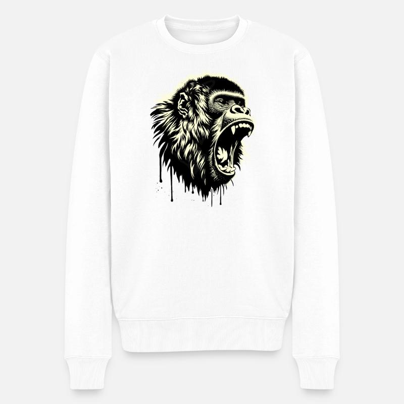 Auteur-compositeur-interprète Screaming Monkey - Pull Premium bio Homme - blanc