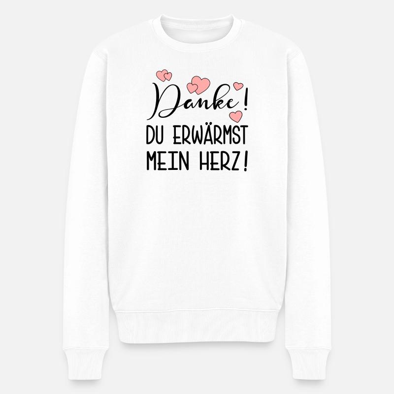 DANKE SPRÜCHE - DANKBARKEIT AUSDRÜCKEN - Männer Premium Bio Pullover - Weiß