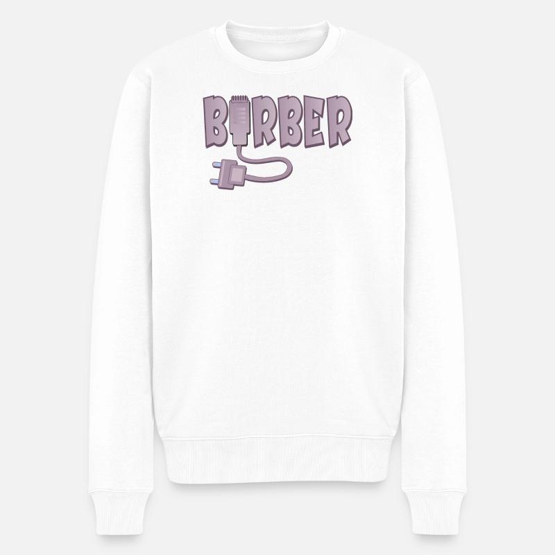 BARBER FRISEUR - HAARSCHNEIDEMASCHINE - Männer Premium Bio Pullover - Weiß