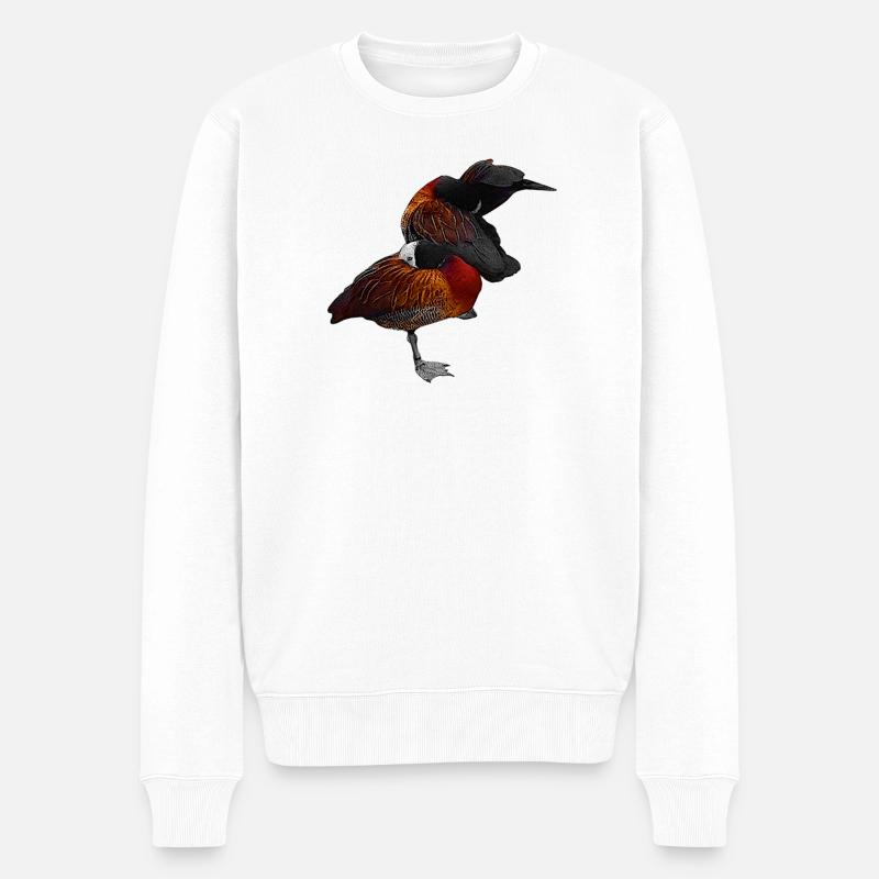 putzende Gänse, Wasservögel - Männer Premium Bio Pullover - Weiß