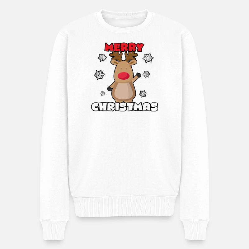 Weihnachts-Elch - Männer Premium Bio Pullover - Weiß