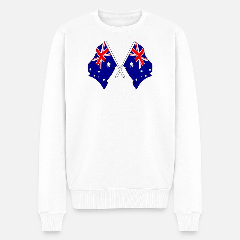 Zwei gekreuzte Flaggen Australiens - Männer Premium Bio Pullover - Weiß