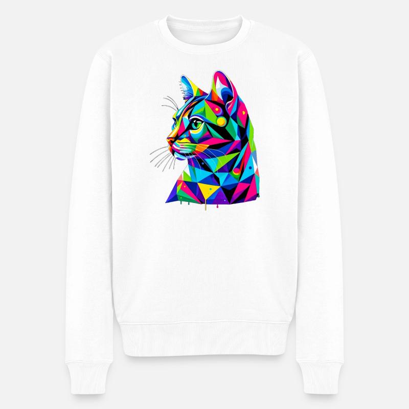 Katze - Männer Premium Bio Pullover - Weiß