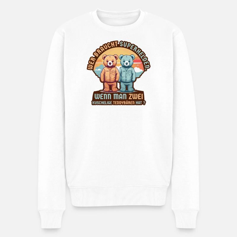 Superhelden Bär - Männer Premium Bio Pullover - Weiß