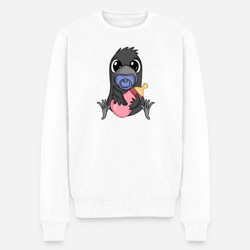 Baby Krähe - Männer Premium Bio Pullover - Weiß