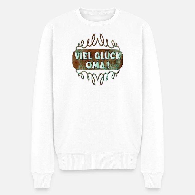 VIEL GLÜCK OMA - GROßMAMA ERFOLG - Männer Premium Bio Pullover - Weiß