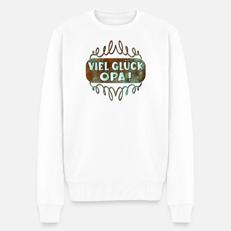 Viel Glück Opa - Männer Premium Bio Pullover - Weiß