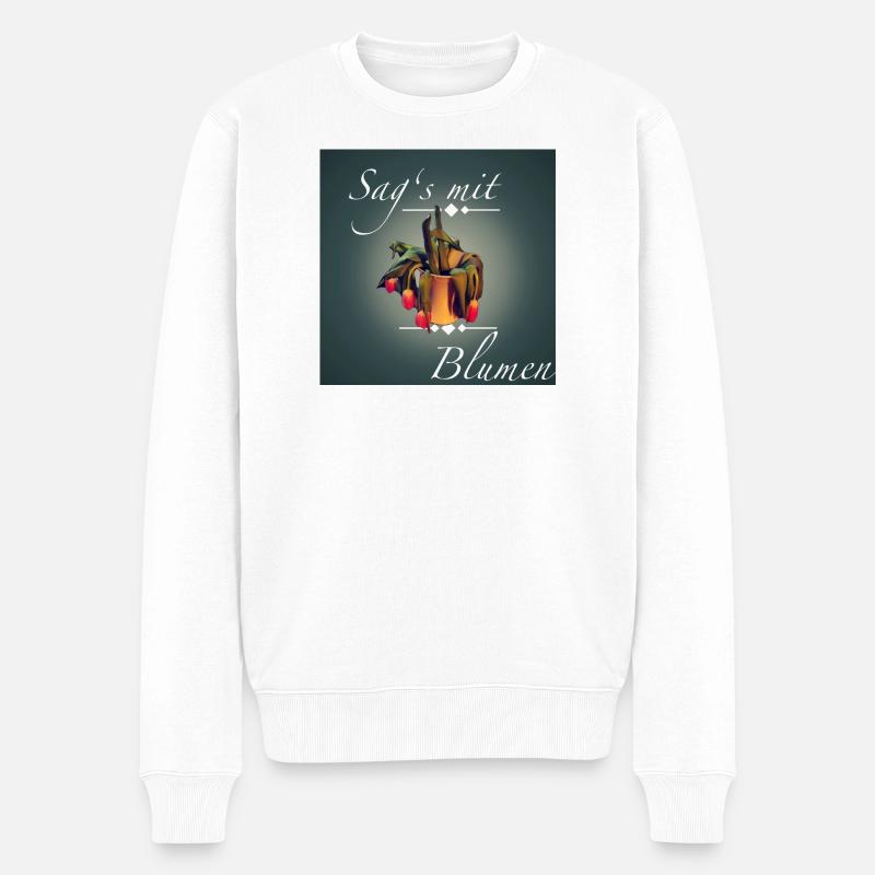 Sag's mit Blumen - Männer Premium Bio Pullover - Weiß
