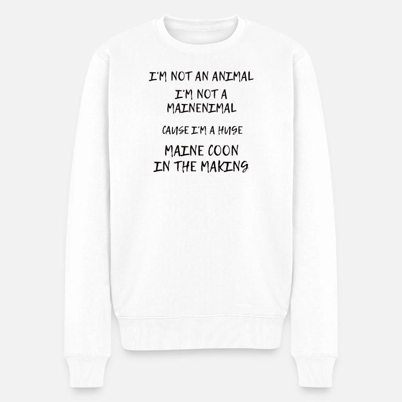 Ich bin kein Tier - ich bin kein Mainimal - LMN-Stil - Männer Premium Bio Pullover - Weiß