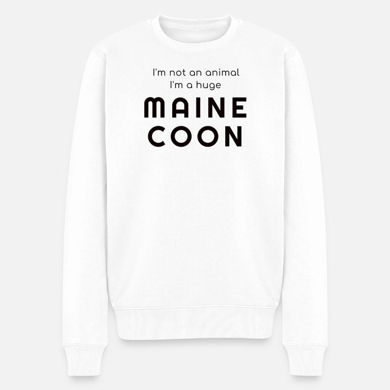 Ich bin kein Tier - ich bin riesig Maine Coon - Männer Premium Bio Pullover - Weiß