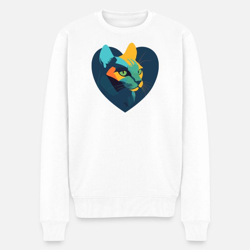 Un cœur pour les chats - Pull Premium bio Homme - blanc