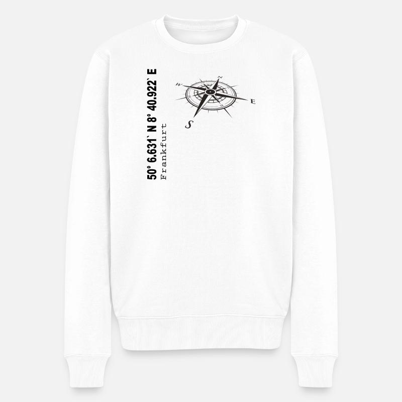 Koordinaten Frankfurt - Männer Premium Bio Pullover - Weiß