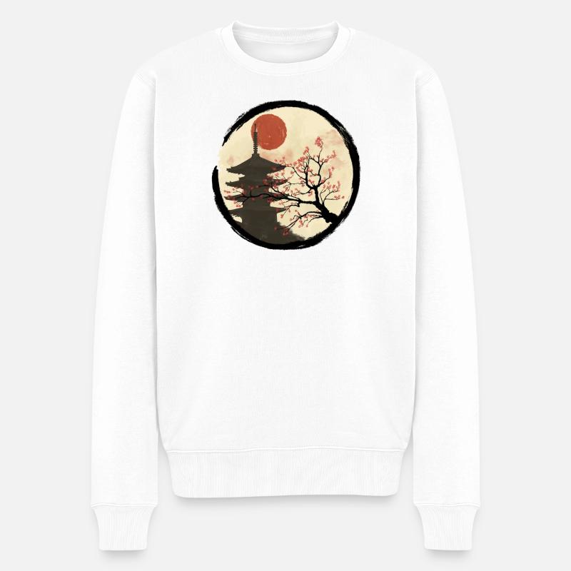 Kyoto in bloom - Männer Premium Bio Pullover - Weiß